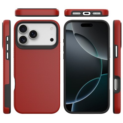 „TUKU“ Shockproof kõva silikoonümbris - punane (iPhone 17 Pro Max)
