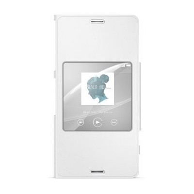 Oficialius Sony Xperia Z3 Compact Style Cover Window baltas atverčiamas dėklas SCR26 / Priedai.lt