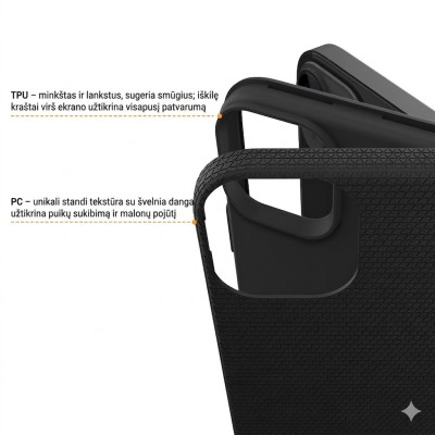 „TUKU“ Shockproof kõva silikoonümbris - must (iPhone 15)