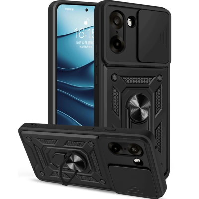 "AMORUS" Kickstand Tugevdatud turvalisus ümbris - must (OnePlus Nord CE5 / Ace 5 Racing)