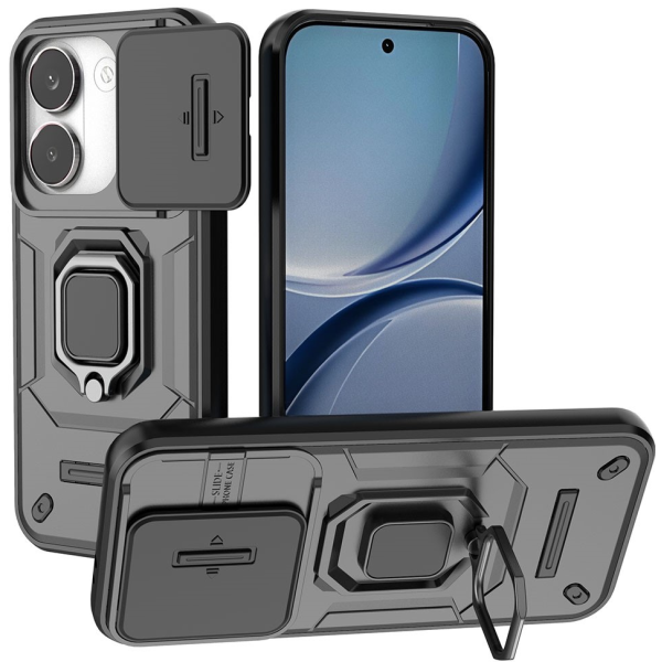 "Mozhi" Kickstand Tugevdatud turvalisus ümbris - must (Poco X8 Pro / Redmi Turbo 5)