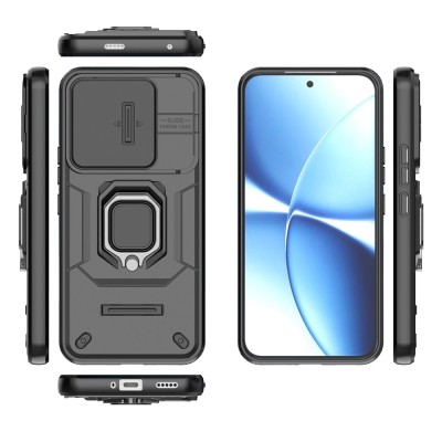 "Mozhi" Kickstand Tugevdatud turvalisus ümbris - must (Poco X8 Pro Max / Redmi Turbo 5 Max)