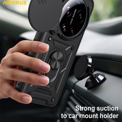 "AMORUS" Kickstand Tugevdatud turvalisus ümbris - must (Xiaomi 17 Ultra)