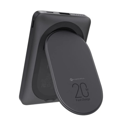 „Forcell“ Magnetic Mini Air MagStand väline aku - must (10000 mAh, 20W)