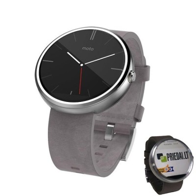„Motorola“ Moto 360 išmanusis laikrodis (smartwatch) - pilkas / Priedai.lt