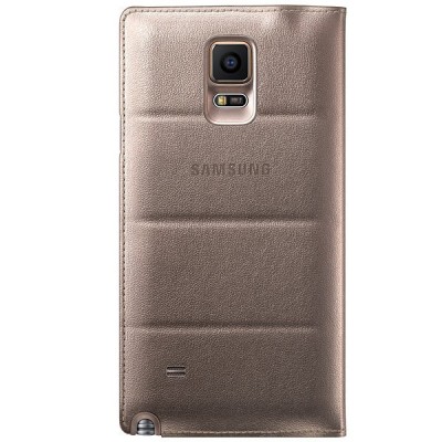 Samsung Galaxy Note 4 N910 originalus S View Cover atverčiamas auksinis (Golden Camel) odinis dėklas / Priedai.lt