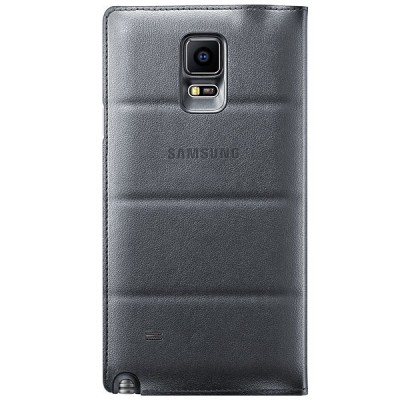 Samsung Galaxy Note 4 N910 originalus S View Cover atverčiamas juodas (Charcoal black) odinis dėklas / Priedai.lt