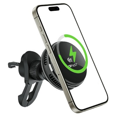ACEFAST magnetiline ventileeritav autotelefoni hoidik / laadija (25W) - must