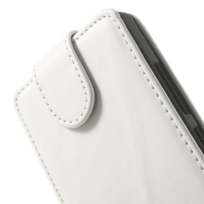 Nokia Lumia 930 klasikinis vertikaliai atverčiamas baltas odinis dėklas / Priedai.lt
