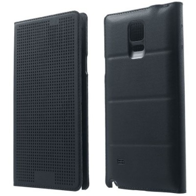 Samsung Galaxy Note 4 N910 Smart Dot View atverčiamas juodas odinis dėklas / Priedai.lt