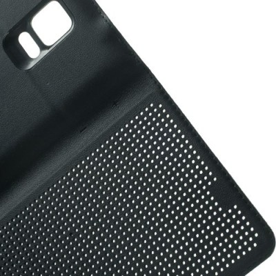 Samsung Galaxy Note 4 N910 Smart Dot View atverčiamas juodas odinis dėklas / Priedai.lt
