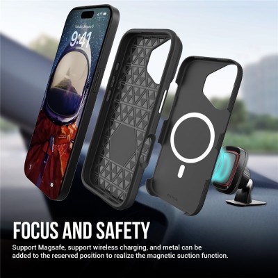 „TUKU“ Shockproof Magsafe kõva silikoonümbris - must (iPhone 17)