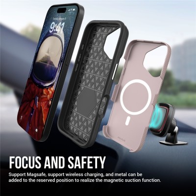 "TUKU“ Shockproof Magsafe kõva silikoonümbris - roosa (iPhone 17)