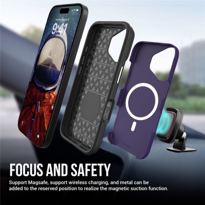 "TUKU“ Shockproof Magsafe kõva silikoonümbris - lilla (iPhone 17)