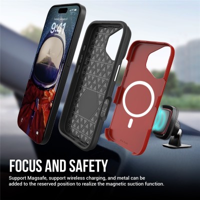 "TUKU“ Shockproof Magsafe kõva silikoonümbris - punane (iPhone 17)