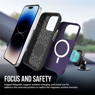"TUKU“ Shockproof Magsafe kõva silikoonümbris - lilla (iPhone 16 Pro Max)