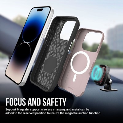 "TUKU“ Shockproof Magsafe kõva silikoonümbris - roosa (iPhone 16 Pro Max)