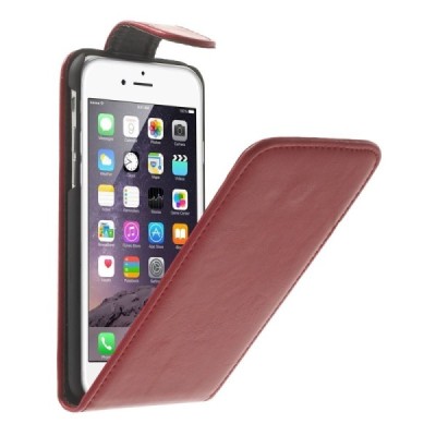 Apple iPhone 6 (6s) klasikinis vertikaliai atverčiamas raudonas odinis dėklas / Priedai.lt