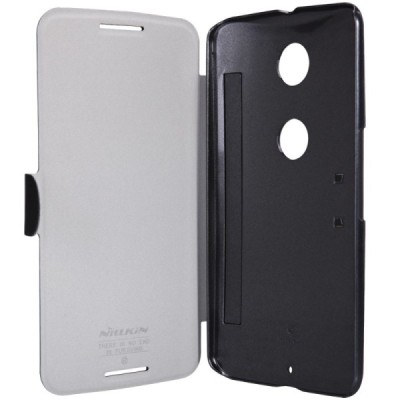 Motorola Nexus 6 Nillkin Fresh atverčiamas juodas odinis dėklas - knygutė / Priedai.lt