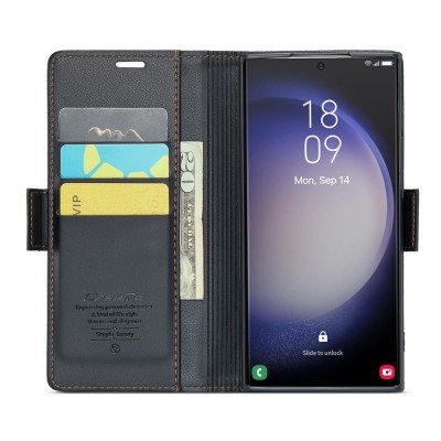 "CaseMe" Leather tahke kaaned - must (Galaxy S23 Ultra)