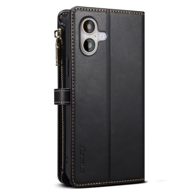 „ESEBLE“ Retro Solid kaaned eemaldatava rahakotiga - must (iPhone 16)