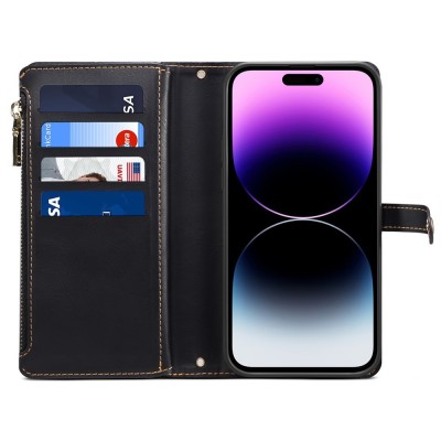 „ESEBLE“ Retro Solid kaaned eemaldatava rahakotiga - must (iPhone 16)