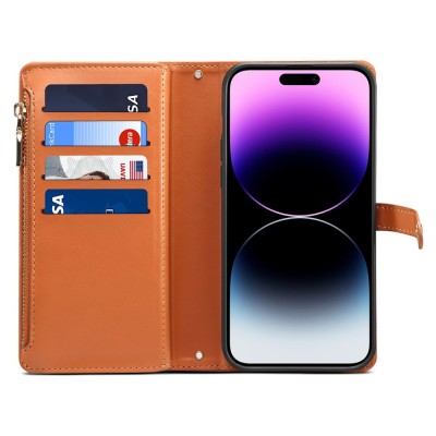 „ESEBLE“ Retro Solid kaaned eemaldatava rahakotiga - pruun (iPhone 16)