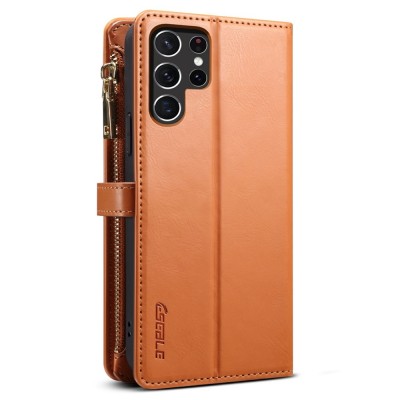 „ESEBLE“ Retro Solid kaaned eemaldatava rahakotiga - pruun (Galaxy S22 Ultra)