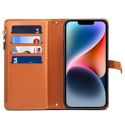 „ESEBLE“ Retro Solid kaaned eemaldatava rahakotiga - pruun (iPhone 15)
