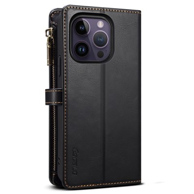 „ESEBLE“ Retro Solid kaaned eemaldatava rahakotiga - must (iPhone 15 Pro)