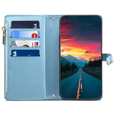 „ESEBLE“ Retro Solid kaaned eemaldatava rahakotiga - sinine (Galaxy S25 Edge)