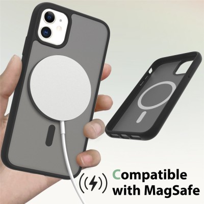 "Mofan" MagSafe matt kõva silikoon (TPU) ümbris – must (iPhone 11 / XR)