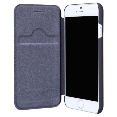 Prabangus „Nillkin“ Qin serijos juodas odinis atverčiamas Apple iPhone 6 Plus (6s Plus) dėklas / Priedai.lt
