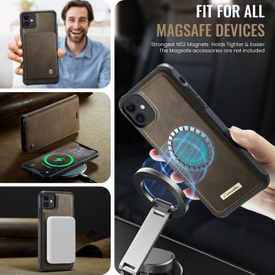 „CaseMe“ MagSafe Leather 2-ühes klapiga ümbris - must (iPhone 11)