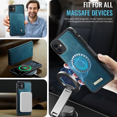 „CaseMe“ MagSafe Leather 2-ühes klapiga ümbris - roheline (iPhone 11)