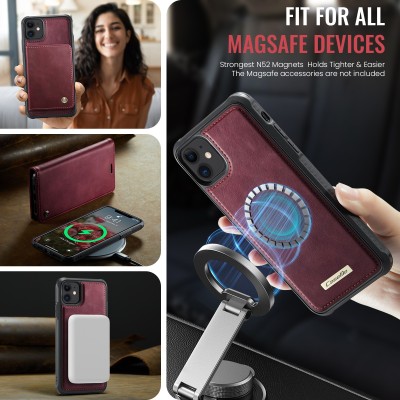 „CaseMe“ MagSafe Leather 2-ühes klapiga ümbris - burgundia (iPhone 11)
