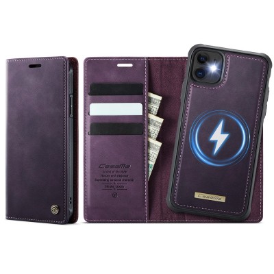 „CaseMe“ MagSafe Leather 2-ühes klapiga ümbris - lilla (iPhone 11)