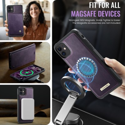 „CaseMe“ MagSafe Leather 2-ühes klapiga ümbris - lilla (iPhone 11)