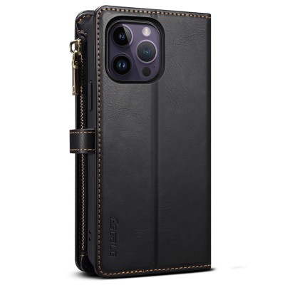 „ESEBLE“ Retro Solid kaaned eemaldatava rahakotiga - must (iPhone 16 Pro Max)