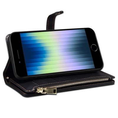 „ESEBLE“ Retro Solid kaaned eemaldatava rahakotiga - must (iPhone 6 / 7 / 8 / SE 2020 / SE 2022)