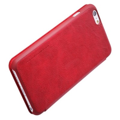 Prabangus „Nillkin“ Qin serijos raudonas odinis atverčiamas Apple iPhone 6 (6s) dėklas / Priedai.lt