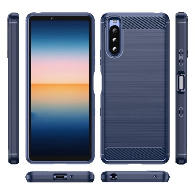 „Carbon“ Kõva silikoon (TPU) kaaned - sinine (Xperia 10 III)