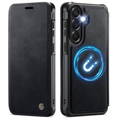 „CaseMe“ MagSafe Leather klapiga ümbris - must (Galaxy A17 / A26 / A16)