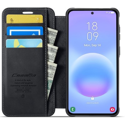 „CaseMe“ MagSafe Leather klapiga ümbris - must (Galaxy A17 / A26 / A16)