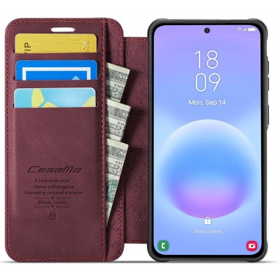 „CaseMe“ MagSafe Retro klapiga ümbris - burgundia (Galaxy A17 / A26 / A16)