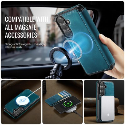 „CaseMe“ MagSafe Leather klapiga ümbris - roheline (Galaxy S26 Ultra)