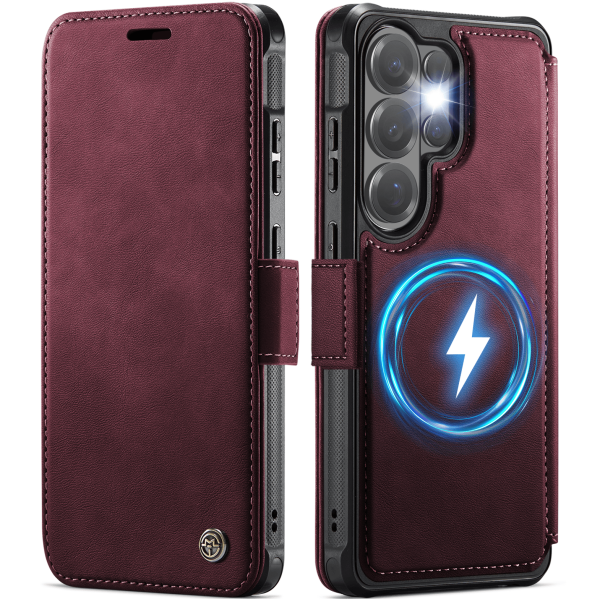 „CaseMe“ MagSafe Rtero klapiga ümbris - burgundia (Galaxy S26 Ultra)