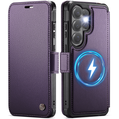 „CaseMe“ MagSafe Leather klapiga ümbris - lilla (Galaxy S26 Ultra)