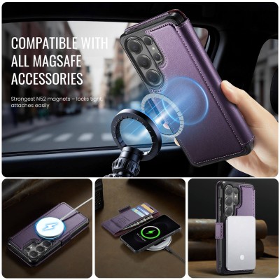 „CaseMe“ MagSafe Leather klapiga ümbris - lilla (Galaxy S26 Ultra)
