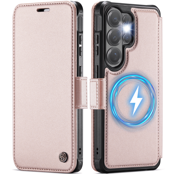 „CaseMe“ MagSafe Leather klapiga ümbris - roosa (Galaxy S26 Ultra)